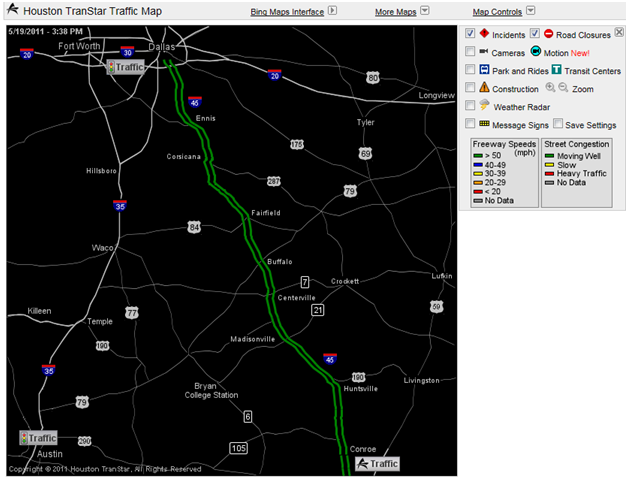 City Of Houston Arterial Travel Time Map